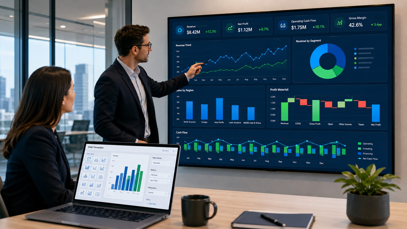 Leitfaden zur Finanzdatenvisualisierung mit Wasserfall-, Combo- und Dashboard-Diagrammen