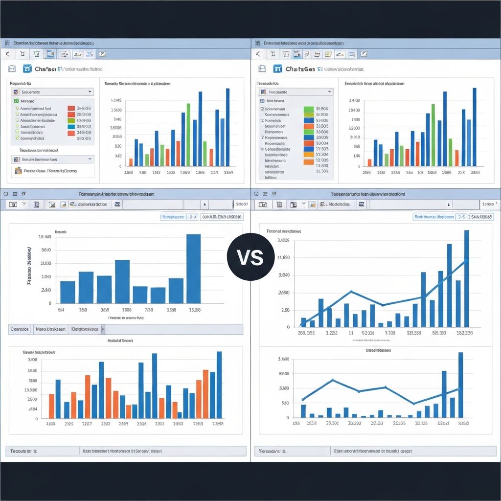 Before and after comparison showing traditional Excel charts transformed into modern, professional data visualizations with ChartGen blue color scheme and clean McKinsey-style design