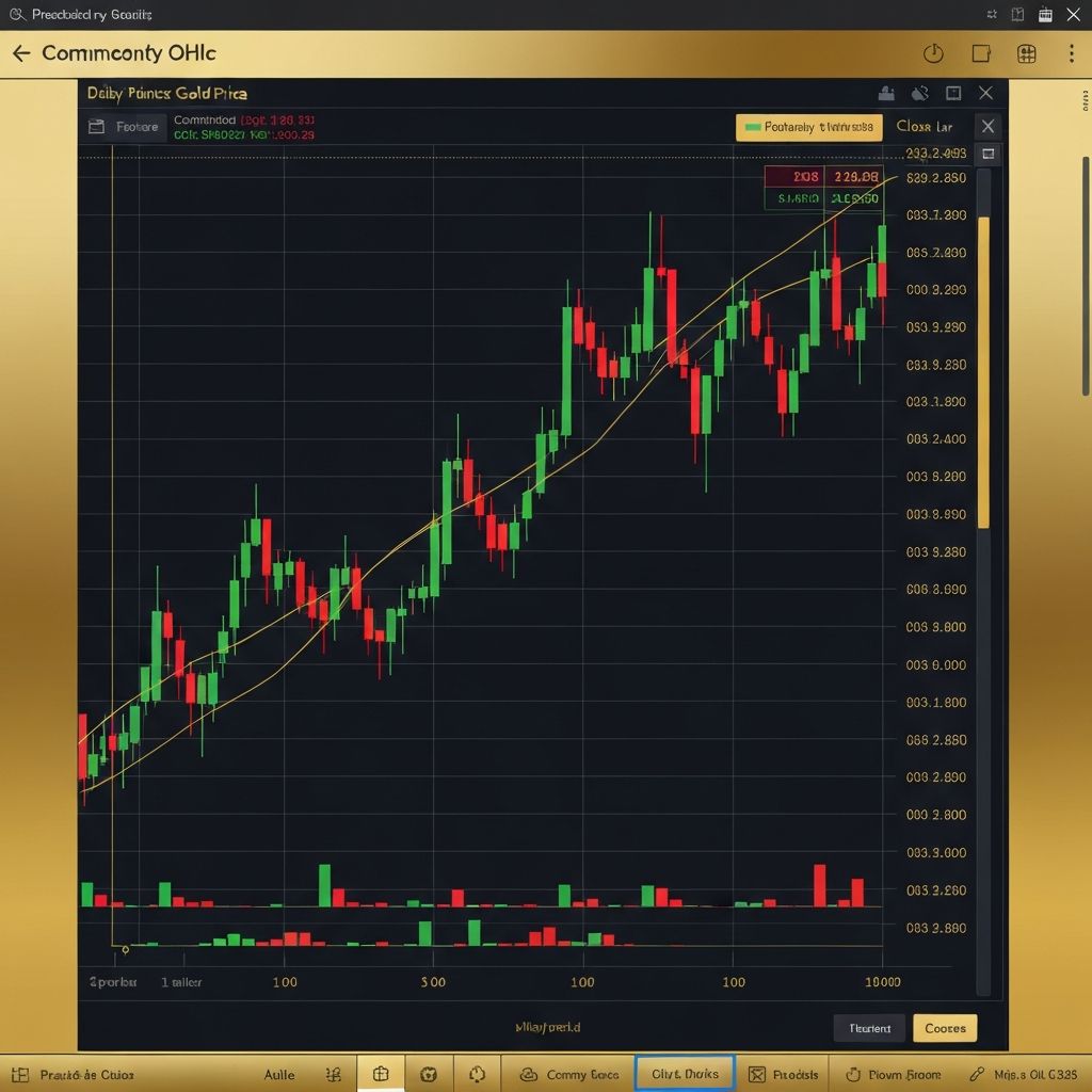 Gold commodity OHLC price chart with professional trading interface