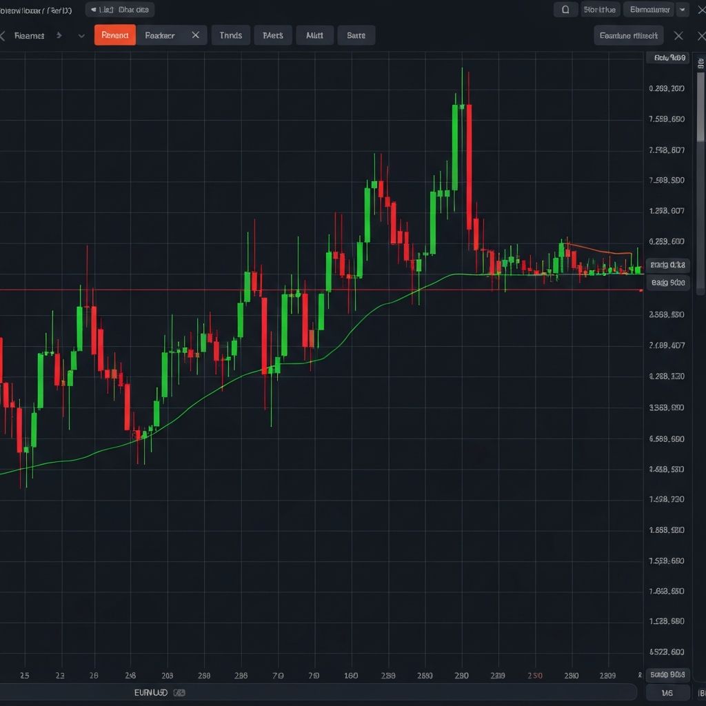 Forex OHLC chart displaying EUR/USD currency pair trading data with price levels
